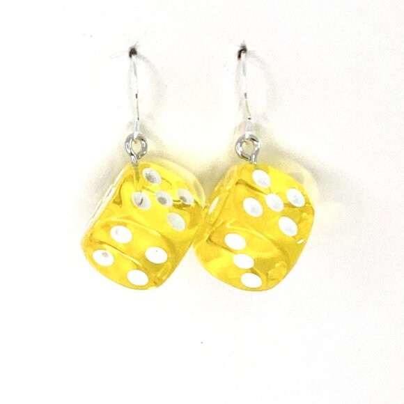Gold Yellow Dice Earrings NWT - Picture 1 of 1